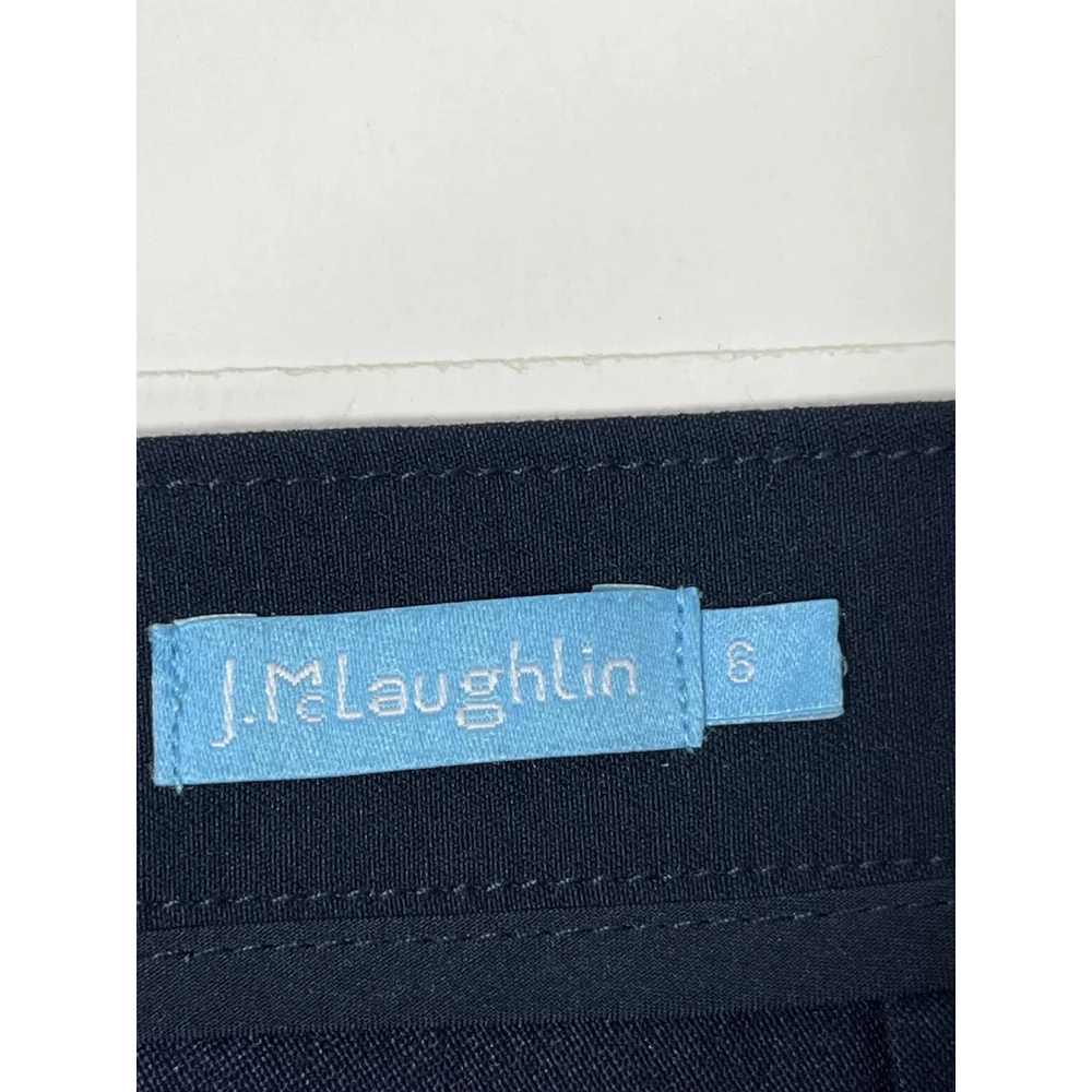 J. McLaughlin Skirt‎ Womens 6 Navy Blue Scallop Hem Cotton Blend Classic Career